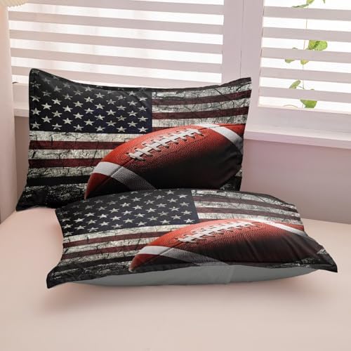 American Football Comforter Set for Boys Teens,Kids Sports Bedding Set Twin Size,USA Flag Football Printed Bedroom Sets with 2 Matching Pillow Shams - Image 7