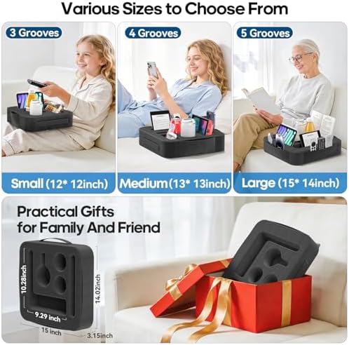 Couch Cup Holder Tray, Couch Caddy for Drink, Snack, Phone, Remote, Ipad, Game Controller, Large-size Sofa Cup Holder for Bed, Sofa, Car, Desk, Black - Image 4