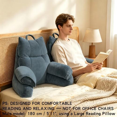 Reading Pillow for Bed with Arms, Back Support, Memory Foam（Charcoal Gray） - Image 4