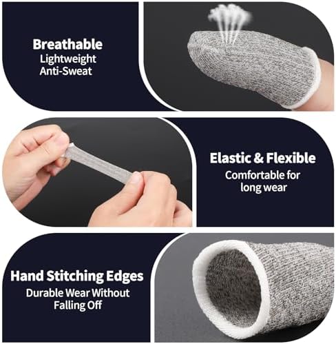 10 Pack Anti-Sweat Mobile Gaming Finger Sleeves for Gaming, Smooth Thumb Covers, Breathable Finger Covers for Mobile Games, Phone Gaming Accessories, iPad Gaming Accessories, Light Grey - Image 2