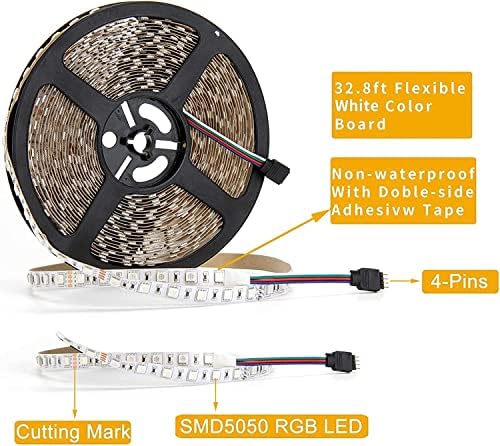 SUPERNIGHT 32.8 FT RGB LED Light Strip, 10M 600leds Multi-Color DC 24V Rope Lighting Non-Waterproof Decorate Bedroom TV Backlighting Car Party (Only Light Strip) (Pack of 3) - Image 2