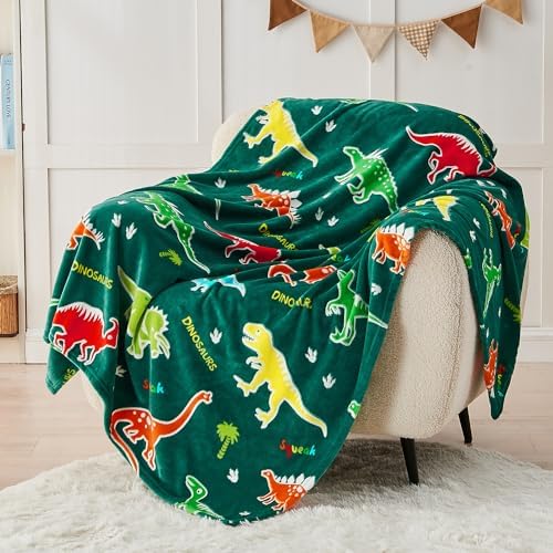 SOCHOW Glow in The Dark Dinosaur Blanket, Green 50 x 60 Inches - Image 3