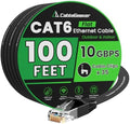CableGeeker Cat 6 Flat Ethernet Cable 100ft, 10Gbps, Black by CableGeeker