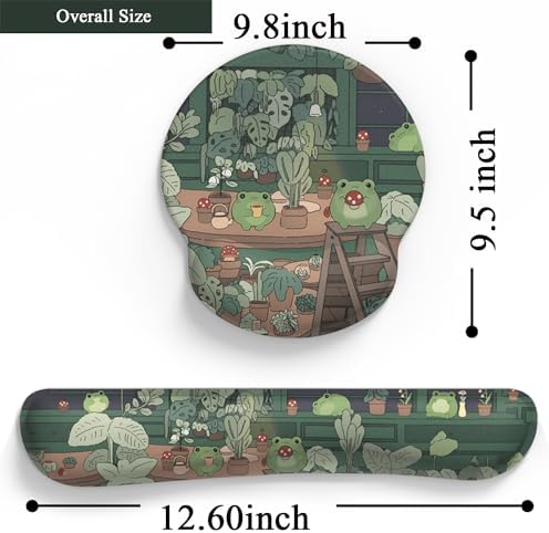 Cute Frog Mouse Pad with Wrist Rest Kawaii Green Decor Pain Relief Mat, Ergonomic Mouse Pad for Desk Computer Keyboard Laptop, Desk Decor Office Accessories for Girl Wrist Rest for Computer Keyboard. - Image 4