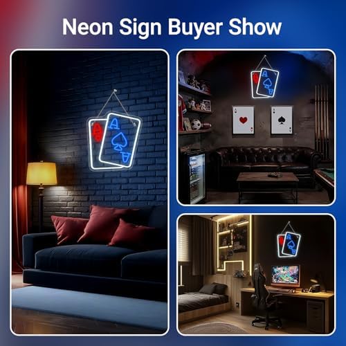 Playing Cards Neon Sign Blue Red Poker Neon Signs for Wall Decor - Image 4