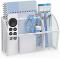YINGHUA 3 Compartment Magnetic Metal Mesh Pen Holder, White Desk Caddy by YINGHUA