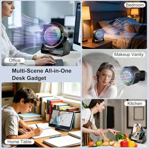 Bluetooth Speaker Desk Fan with Phone Stand & RGB Light - Image 4