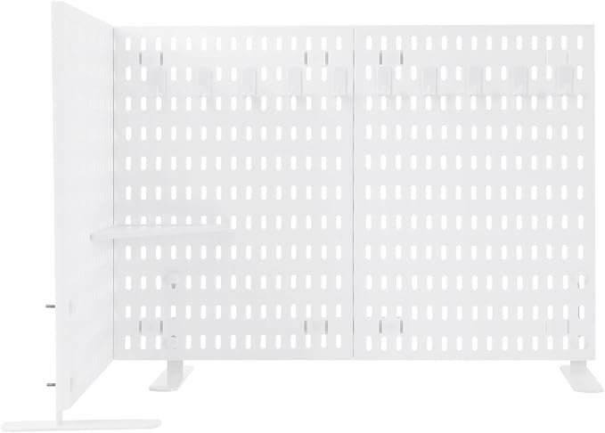 Desk Pegboard, Privacy Divider & Desk Partition Panel Set of 2, Office Accessory Organizer No-Drill Mounted Pegboard for Home, Office, Gaming (White, Freestanding) by LUOSHALIYA