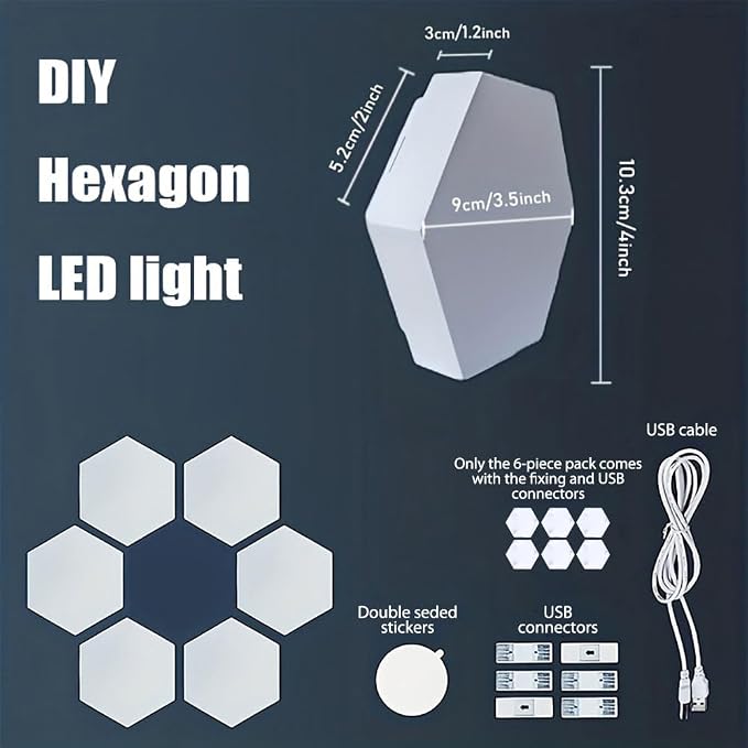 YXQUA Hexagon Wall Light Panels, Touch Control, White, 6 Pack - Image 6