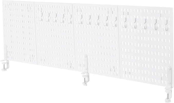 Desk Pegboard, Plastic Privacy Divider & Desk Partition Panel, Office Accessory Organizer No-Drill Mounted Pegboard for Home, Office, Gaming (White, Clamp-on) by LUOSHALIYA