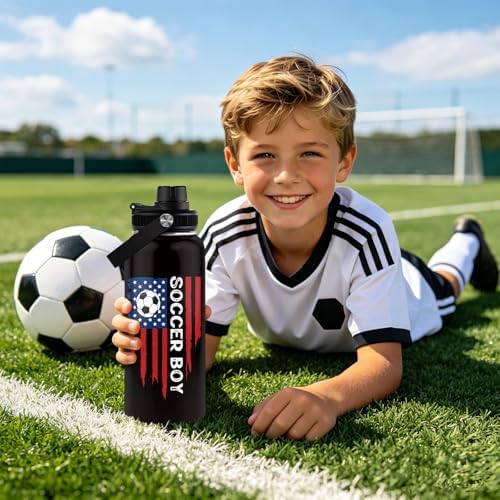 Soccer Boy 2026 Water Bottle 32oz - Soccer Nutriton Facts Stainless Steel Insulated Tumbler for Fans & Collectors -Sports Coach Gifts, Gift for Teens, Black Sports Travel Mug - Image 3