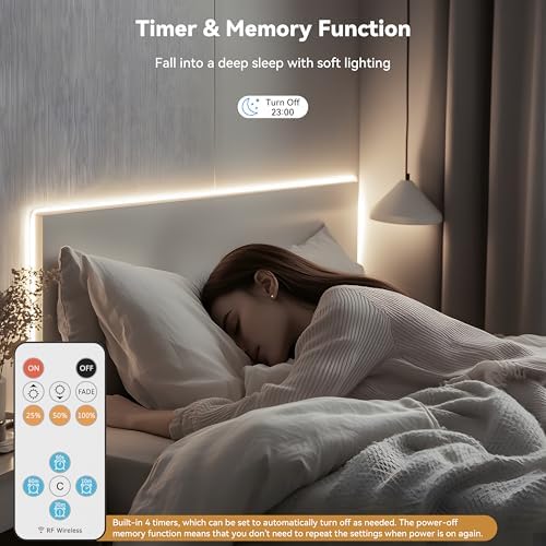 PAUTIX COB LED Strip Lights,UL Listed Dotless LED Lights with RF Remote,32.8ft Natural White 4000K Super Bright Dimmable 24V Flexible LED Tape Light,Kitchen Cabinet,Office,Stairs,Shelf Indoor Lighting - Image 3