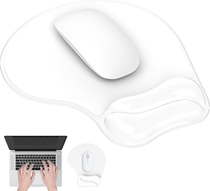 Gel Mouse Pad with Wrist Rest, Ergonomic Comfortable Computer Wrist Support for Laptop, Pain Relief Mousepad with Non-Slip PU Base for Office & Home Clear by Laokiiy