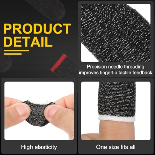 PATIKIL Controller Finger Thumb Sleeve, 12 Pack Mobile Gaming Finger Sleeve Fiber Tip Gloves Anti-Sweat Breathable for Phone Game Touchscreen Devices, Black/White - Image 4