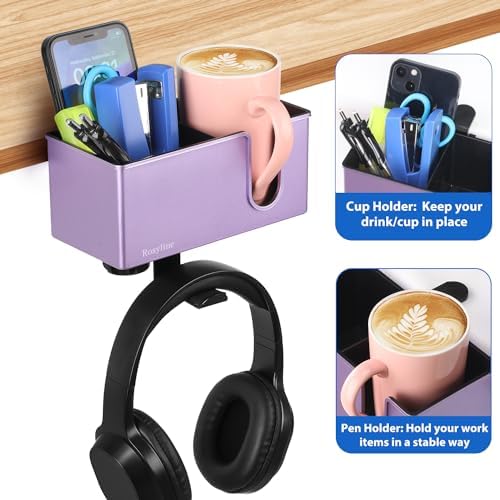 Rosyline 3-in-1 Clip-on Cup Holder for Desk with Desktop Organizer - Image 5