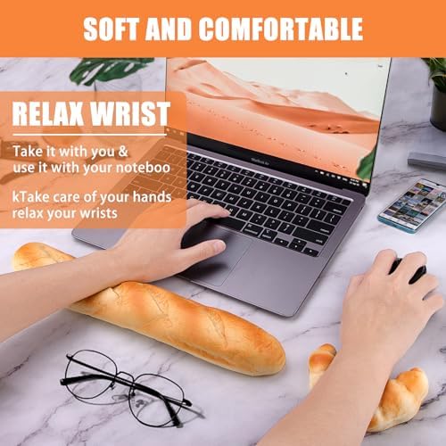 Soft Toast Bread Baguette Shape Anti-Skid Keyboard Wrist Rest Support & Mouse Wrist Support for Office,Computer,Laptop& Mac - Image 5