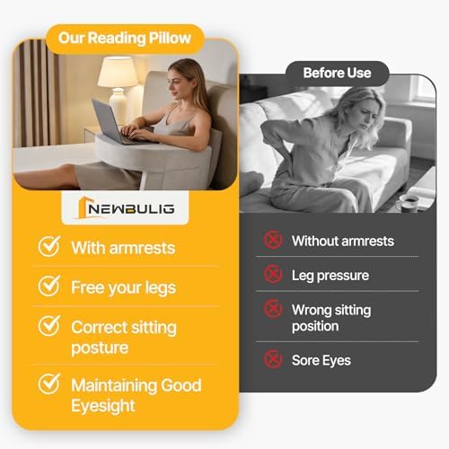 Sweetcrispy Reading Pillow Lap Desk, Storage Pockets, Ergonomic, Grey - Image 4