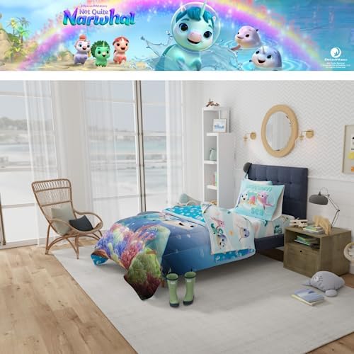 DreamWorks Not Quite Narwhal Kids Bedding Super Soft Comforter and Sheet Set, 4 Piece Twin Size, (Official Licensed Product) by Franco - Image 7