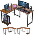 L Shaped Desk Computer Desk, 50inch Brown Gaming Desk with CPU Stand by SageNest