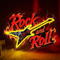 Guitar Rock Roll Neon Sign, Music Guitar LED Sign for Vocal Recital Concert by Gevbay