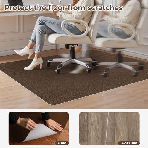 Office Chair Mat for Hardwood Floor 40x55 Inch, Non-Slip Rolling Chair Mat, Flat Lay Floor Protector for Wood Tile Laminate, Anti-Slip Sound Absorbing(Coffee) - Image 4
