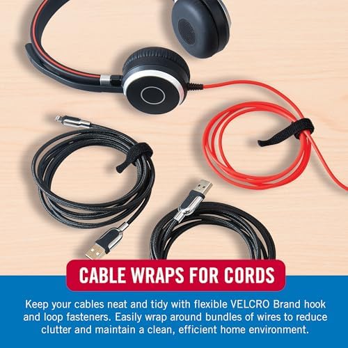 VELCRO Brand Reusable Cable Ties, Cord Management, 6in, Black, 100 Pack - Image 6