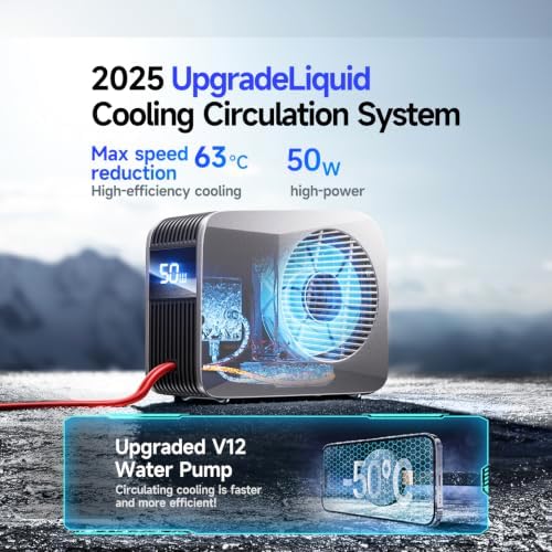 50W Magnetic Liquid-Cooled Phone Cooler for Gaming Live Streaming, 2.1M Extra Long Red Cable, 31dB Low Noise RGB Radiator for MagSafe iPhone Android iPad Tablet, Gray - Image 6