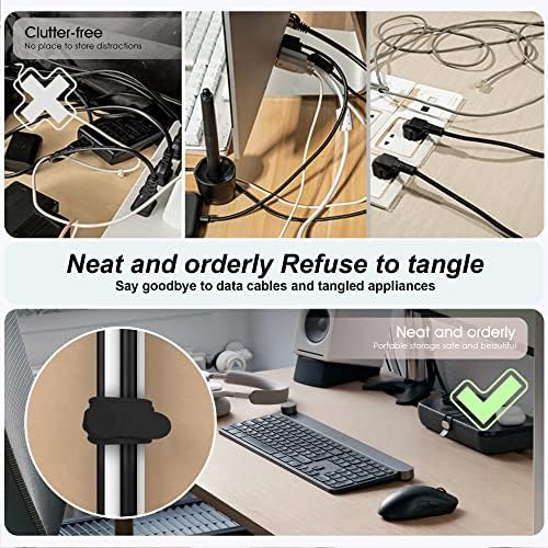 Silicone Cable Ties, Cord Organizer Cable Management,2Sizes-Black - Image 3