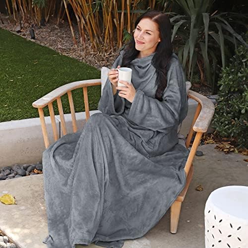 Catalonia Wearable Blanket with Sleeves for Women & Men, Fleece Wrap Throw - Image 4