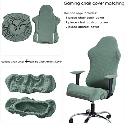 FORCHEER Gaming Chair Cover with Armrest Covers Cat Scratch Proof Green Water Repellent Jacquard Racing Computer Chair Slipcover with Attached Arms Washable - Image 6