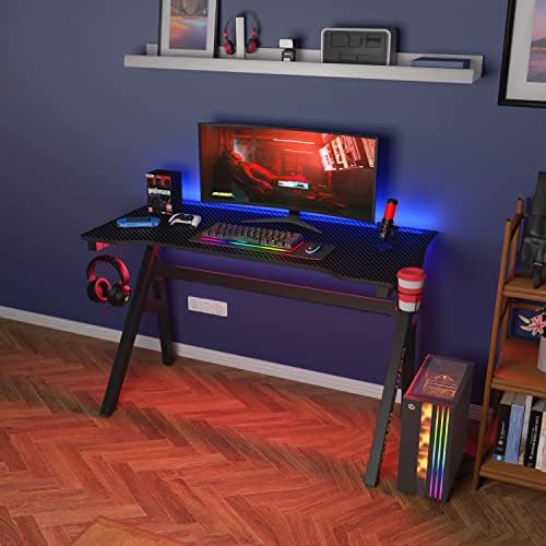 BestOffice | 47" Gaming Table | Red | R-Shaped Computer Desk - Image 2