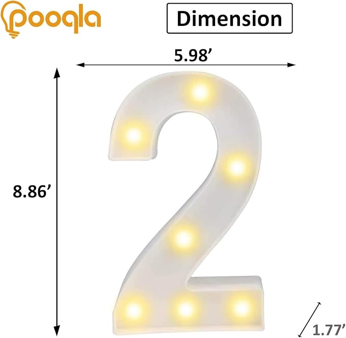 Pooqla LED Light Up Numbers, Marquee Number with Remote for 2nd Birthday Decoration, Lighted Numbers Gift for Boys Girls Party Backdrop Wedding Anniversary Decor, Warm White and Cool White Number 2 - Image 5