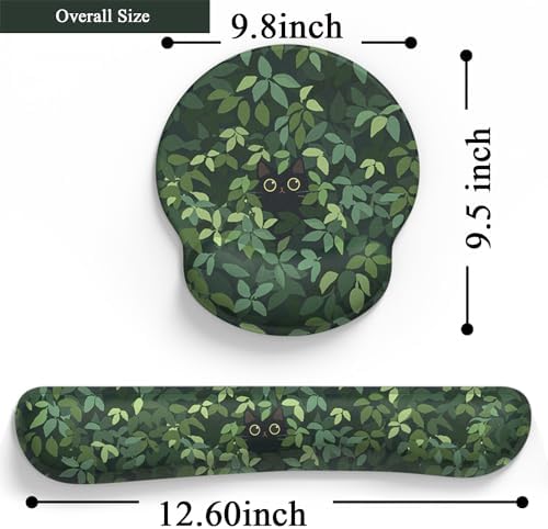 Cute Ergonomic Green Mouse Pad Cat Wrist Support,[ 20% Larger] Wrist Rest Gel Anime Kawaii 3D Green Office Plants Mouse Pads, Keyboards Silicon Wrist Pad,Pain Relief,Game Work Study Home Office. - Image 4