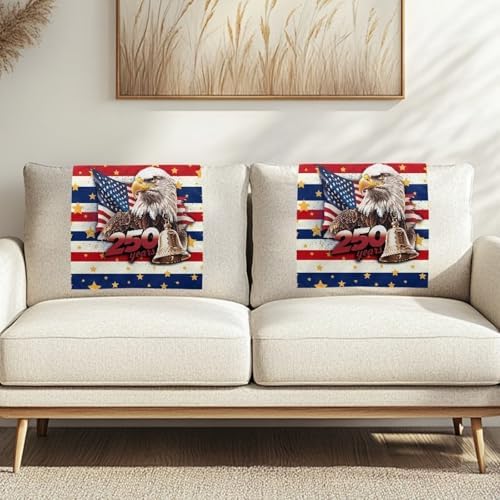 US 250th Anniversary Eagle 2 Pcs Recliner Headrest Protector 26x16 Inch - Polyester Fabric, Decoration & Breathable Chair Cover with Anti-Slip Base, Easy to Install for Home/Office - Image 2