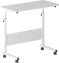 DlandHome 31.4 Inches Rolling Desk with Wheels Adjustable Height, White by DlandHome