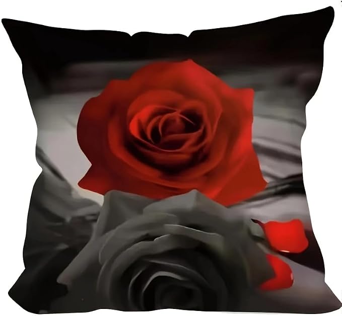 4pcs Romantic Red Rose Decorative Throw Pillow Case - Perfect for Valentine's Day, Home, Bedroom, Living Room More!Single-sidedPrinting Without Insert, Short Plush Material，Pillow Covers 18x18 - Image 4