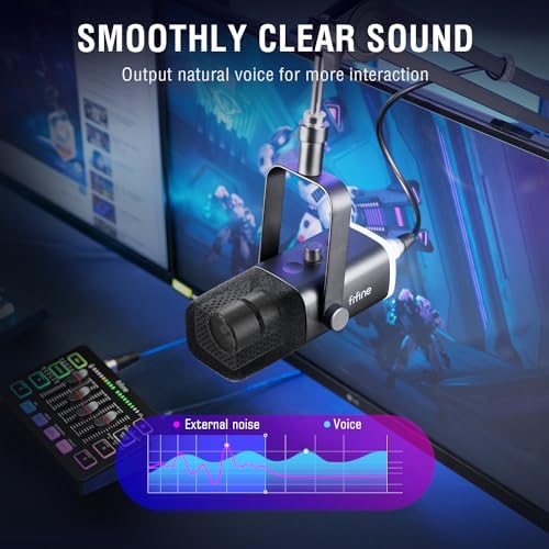 FIFINE Gaming Equipment Bundle, Dynamic XLR/USB Gaming Microphone Set with Streaming Audio Mixer for Podcast Recording Video Vocal, RGB Gamer Set with Volume Fader/XLR Interface for PC-AmpliGame KS5 - Image 3