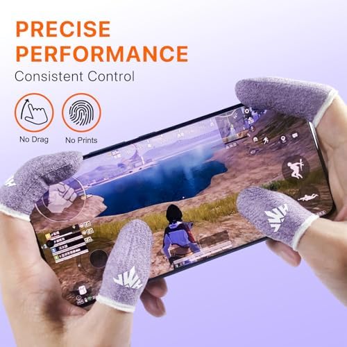 Jwh 10 Pcs Silver Fiber Game Finger Sleeves,Purple Thumb Sleeves Mobile Gaming Cots,Game Thumb Covers,Gaming Finger Gloves with Touchscreen for Pubg Fundas para Dedos Dedales Gamer Profesionales - Image 2