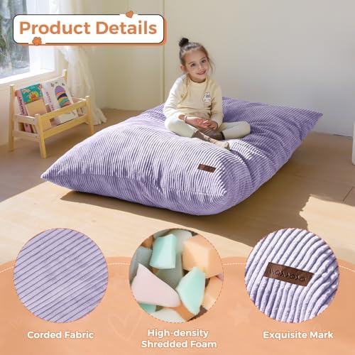 MAXYOYO 3 in 1 Kids Bean Bag Chair, Comfy Floor Sofa with Removed Cover | Convertible Chair Folds from Bean Bag to Lounger, Floor Couch with High-Density Foam Filling, Floor Sofa for Gaming, Purple - Image 6