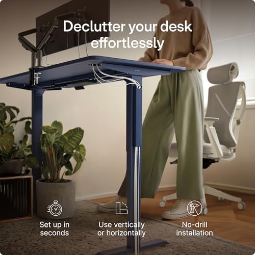 Desktronic Magnetic Cable Management Tray — No Drill Under Desk Cord Organizer, Holds 10 Cables, Reinforced Steel Cable Holder for Home Office, Gaming Setup & Sit-Stand Desks - Image 2
