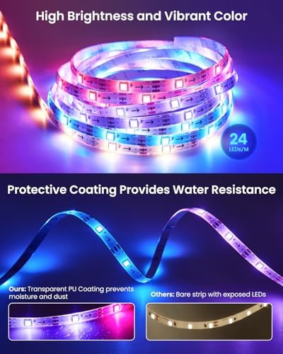 9.84ft RGB+IC LED Lights for 32-43 Inch TV, Backlight Strip Behind TV with Music Sync, Bluetooth APP and Voice Control, 44 Scene Modes, for Ambient Mood Lighting, Monitor Game, Bedroom, Living Room - Image 5
