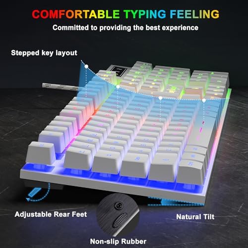 BlueFinger RGB Gaming Keyboard and Backlit Mouse Combo, USB Wired, LED Gaming Set for Laptop PC Computer Game and Work(White) - Image 3