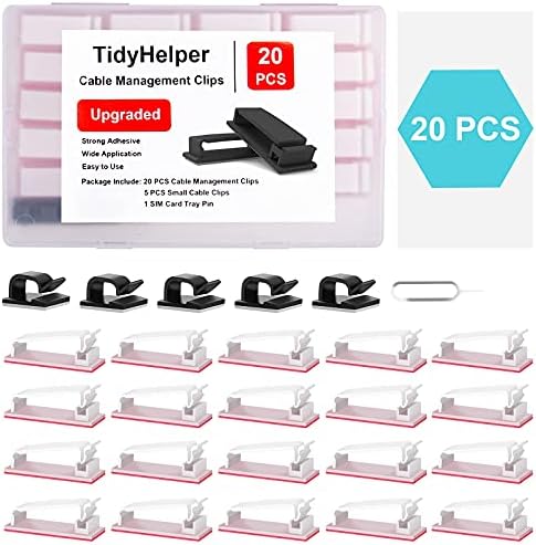 Under Desk Cable Management Clips, Wire Organizer Clips for PC Network Cable Mamagement, Large Adhesive Cable Clips Wire Holders (Computer, TV, Ethernet, Electric Wires), White, 20 PCS (Pack of 2) - Image 6