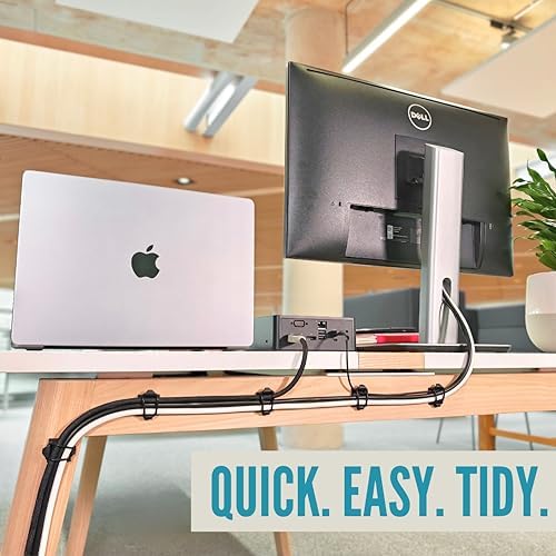 [Made in the UK] 10-Pack Adjustable Elastic Adhesive Cable Clips, Wire Management Holder, Cord Organizer for Home Office, Under Desk, Behind TV, Phone Charger, Laptop, PC, HDMI, USB (Black) - Image 6