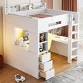 Merax Full Size Wood Gaming Loft Bed with U-Shaped Desk, Lights & USB Ports by Merax