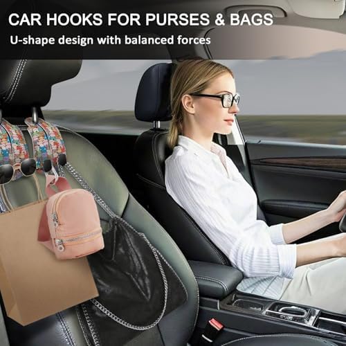 Blusabaca 2PCS Car Seat Headrest Hooks, Purses Bags Holder, Cute Cats - Image 2