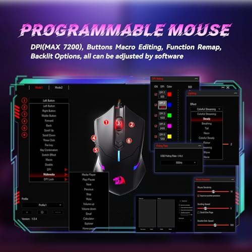 Redragon Updated Programmable Gaming Keyboard and Mouse, RGB Backlit Keyboard Mouse with Software, Independent Macro Record Keys, Value Combo Set, White - S101-3 PRO - Image 5