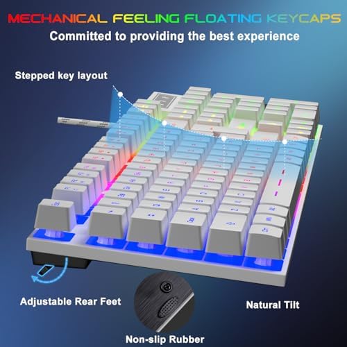 BlueFinger RGB Gaming Keyboard and Backlit Mouse and Headset Combo, USB Wired Backlit Keyboard, LED Gaming Mouse Set, Headset with Microphone for Laptop PC Computer Game and Work, White - Image 3