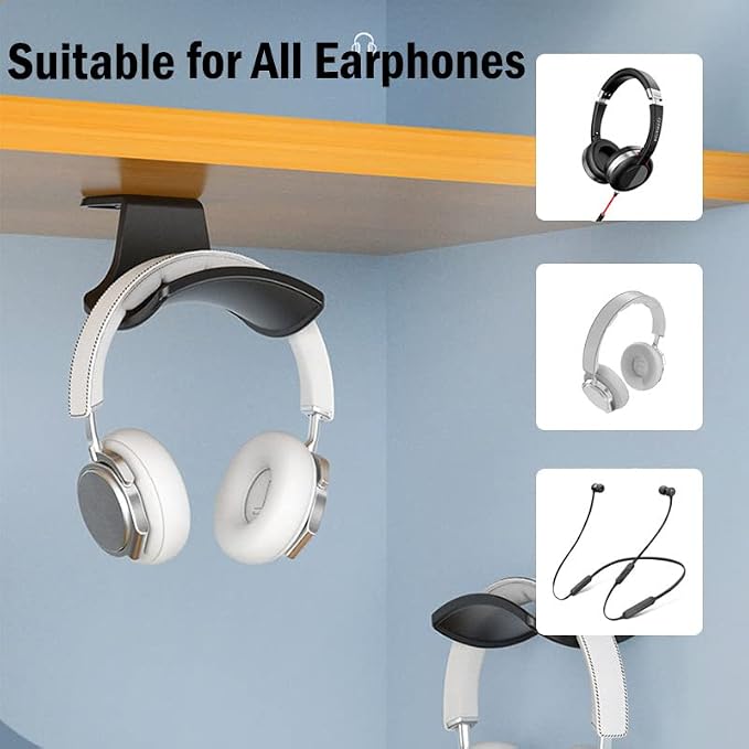 2-Pack Never Fall Headphone Hook Hanger Wall Mount Headset Holder | Stand fixted with screws for airpods max sennheiser sony bose beats akg - Image 2