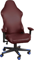 Waterproof PU Leather Gaming Chair Cover, Ergonomic Office Computer Game Chair Slipcovers, 4pcs Set Anti-Slip Stretchy Covers for Reclining Racing Gaming Chair (Wine Red) by Unknown